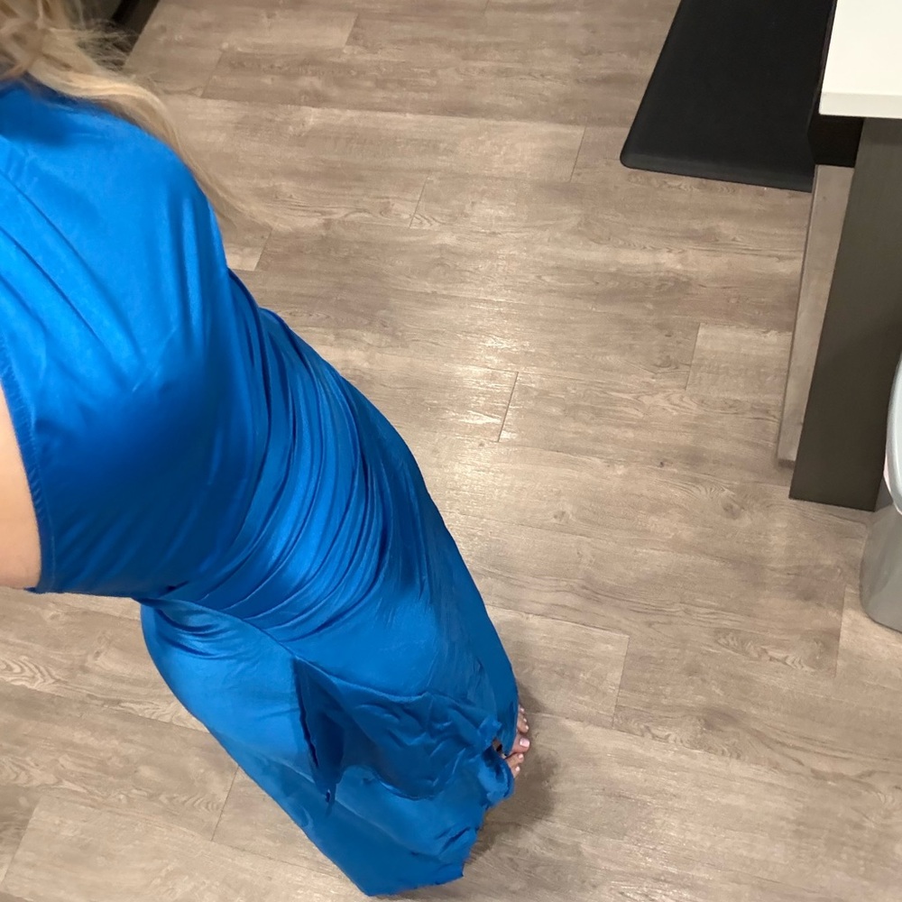 Elegant Blue Satin Dress